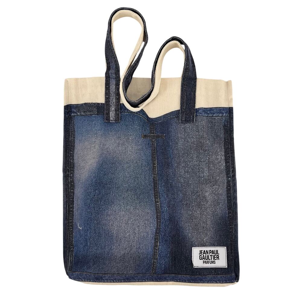 Jean Paul Gaultier Parfums Denim Print Canvas Tote Bag